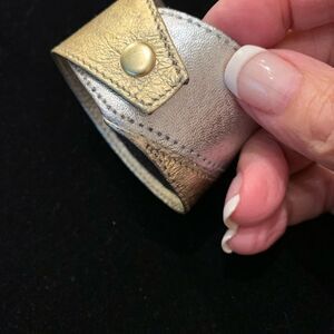 Vintage Gold & Silver 💯% Leather Cuff bracelet